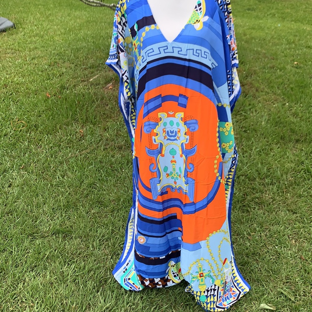 Colorful Kaftan Beach Cover Up Dress - Picture 9 of 14